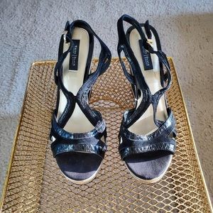 Black/Gold Wedge Sandal